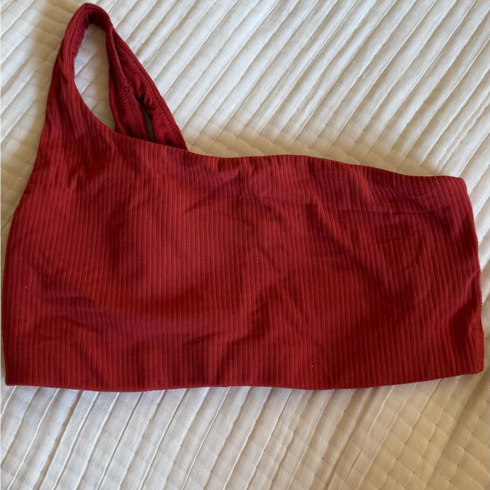 Lululemon Athletica Red Ribbed One Shoulder Sports Bra